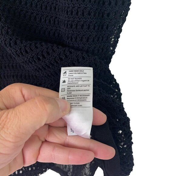 Vince Womens Top Size Medium Black Crochet Knit Tank Sleeveless Scoop Neck - Picture 5 of 7